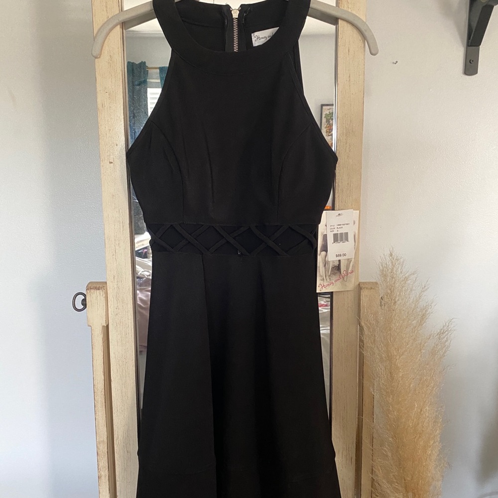 Black cocktail length dress